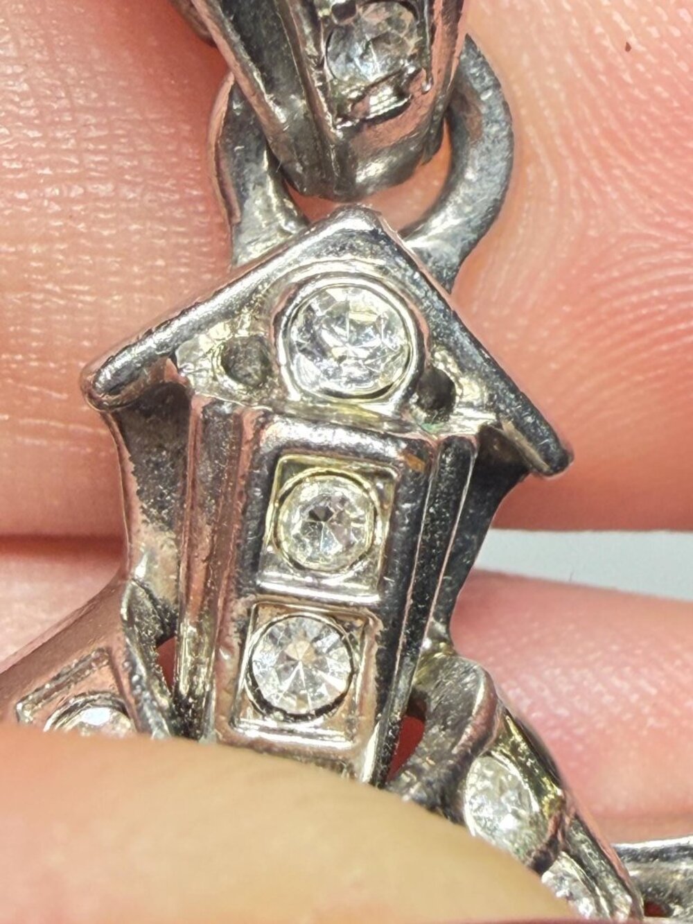 3D Rhinestone Cross Pendant Silver Tone Large Statement Religious Charm 3 inches - Picture 9 of 9